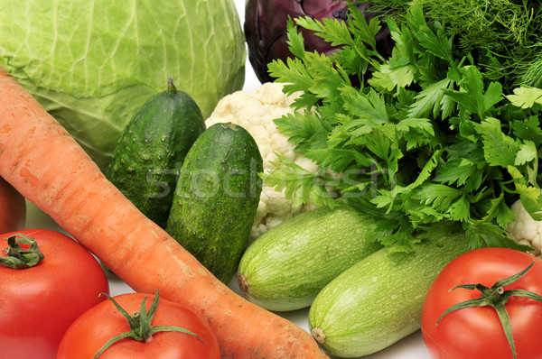 Foto stock: Legumes · isolado · branco · jardim · laranja · verde