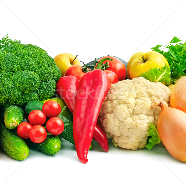 Proaspăt fructe legume izolat alb alimente Imagine de stoc © Serg64