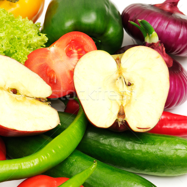 Stockfoto: Vers · vruchten · groenten · geïsoleerd · witte · achtergrond