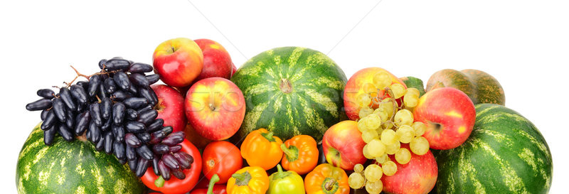 Сток-фото: коллекция · фрукты · овощей · изолированный · белый · зеленый