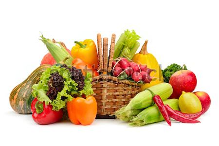商业照片: 水果 · 蔬菜 · 孤立 ·白· 水果 · 背景 / fruits and