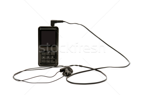 Foto stock: Pessoal · estéreo · isolado · branco · telefone · tecnologia