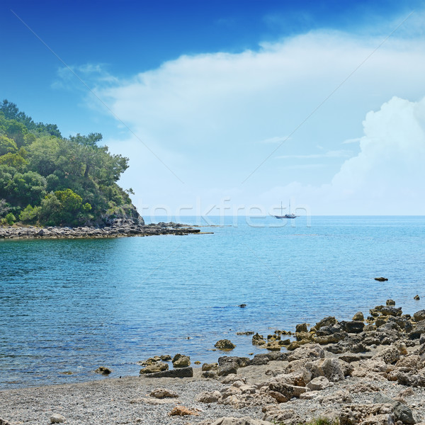 Small lagoon and sailboat on the horizon Stock photo © serg64