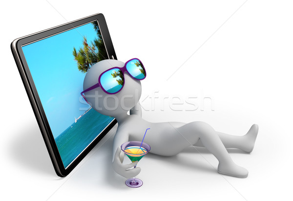 Stock photo: Dreaming of vacation: seashore relaxation