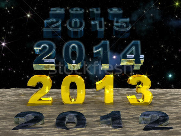 új év 2013 homok idő arany számjegyek Stock fotó © serge001