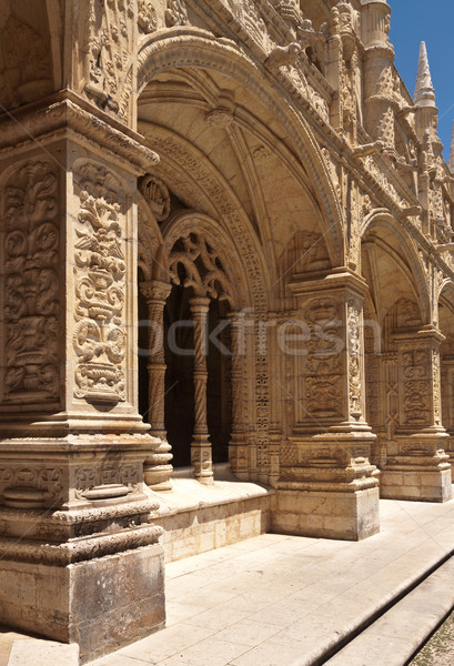 Detail galerij klooster Lissabon Portugal hemel Stockfoto © serpla