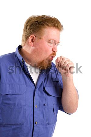 Mann Husten krank reifer Mann Hand medizinischen Stock foto © sframe