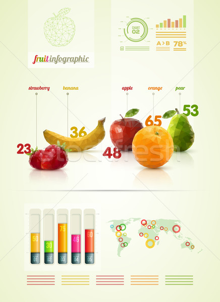Stock fotó: Poligon · gyümölcs · infografika · sablon · vektor · háromszög