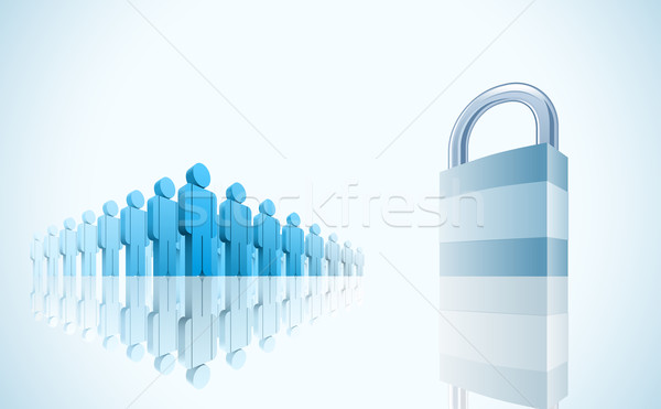 large group of people and padlock Stock photo © sgursozlu