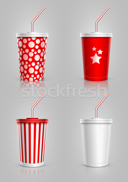 Eldobható csésze szett csészék italok szalmaszál Stock fotó © sgursozlu