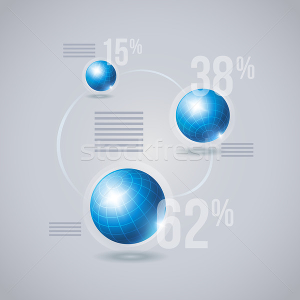 Kék földgömbök vektor infografika sablon elemek Stock fotó © sgursozlu