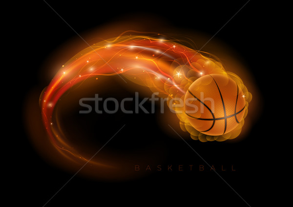 Kosárlabda üstökös labda lángok fények fekete Stock fotó © sgursozlu