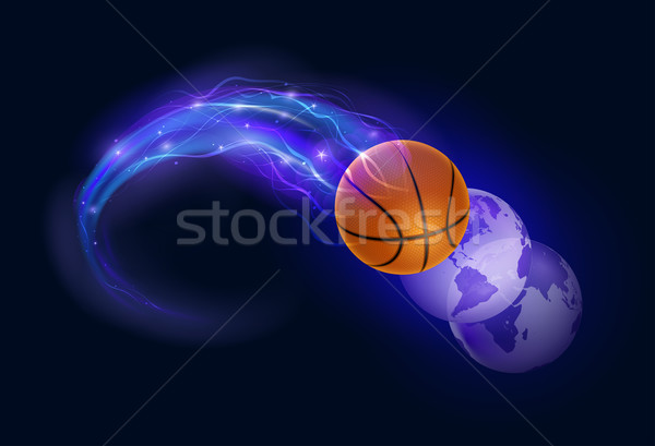 Kosárlabda üstökös labda lángok fények világ Stock fotó © sgursozlu