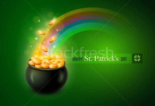 Edény arany vektor Szent Patrik napja szimbólum elemek Stock fotó © sgursozlu