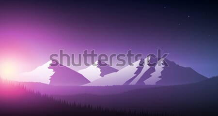 Puesta De Sol Montana Cadena Forestales Vector Paisaje Ilustracion Vectorial C Sgursozlu 7629536 Stockfresh