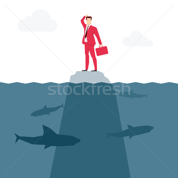 Rot Anzug Geschäftsmann Haie Natur blau Stock foto © sgursozlu
