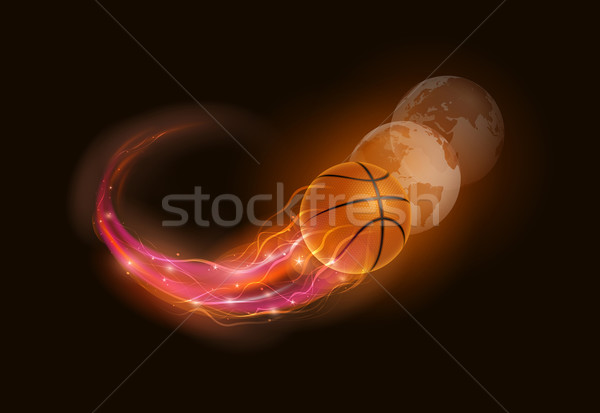 Kosárlabda üstökös labda lángok fények világ Stock fotó © sgursozlu