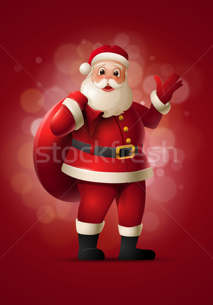 ストックフォト: サンタクロース · 立って · 笑みを浮かべて · クリスマス · 要素 · レイヤード