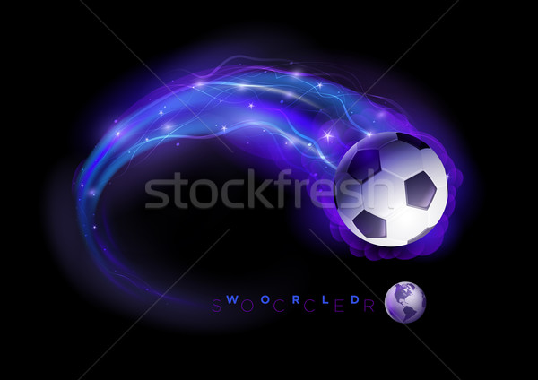 Futbol topu kuyrukluyıldız Alevler ışıklar siyah yangın Stok fotoğraf © sgursozlu