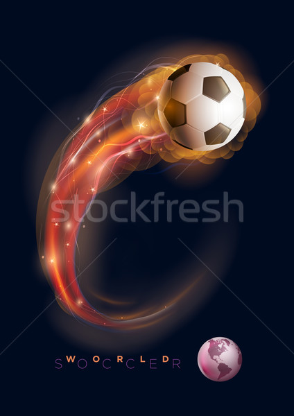 Minge de fotbal cometa flăcări lumini negru incendiu Imagine de stoc © sgursozlu