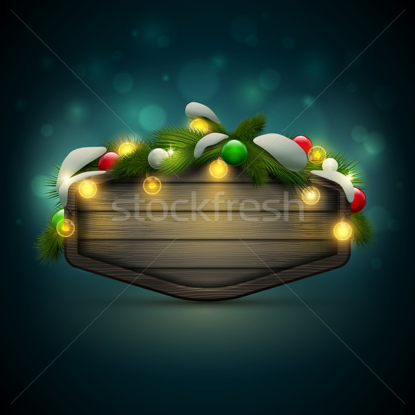 [[stock_photo]]: Noël · vecteur · réaliste · illustration · bois · nouvelle · année