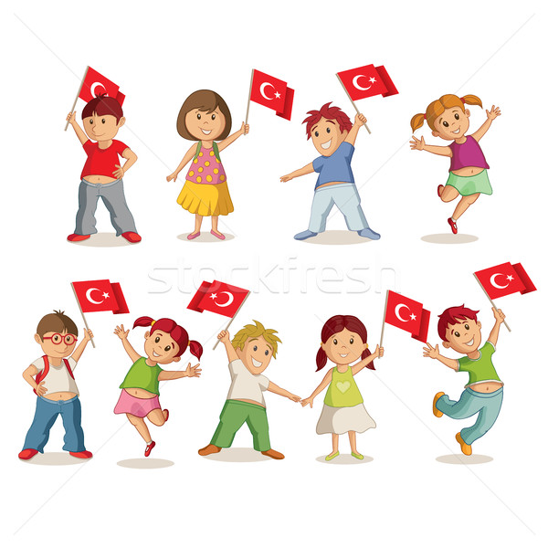 Children with flags Stock photo © sgursozlu