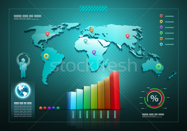 Stock fotó: Infografika · szett · információ · grafika · 3D · vektor