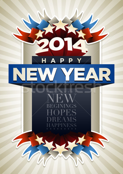 Stock fotó: év · 2014 · poszter · új · év · design · sablon · elemek