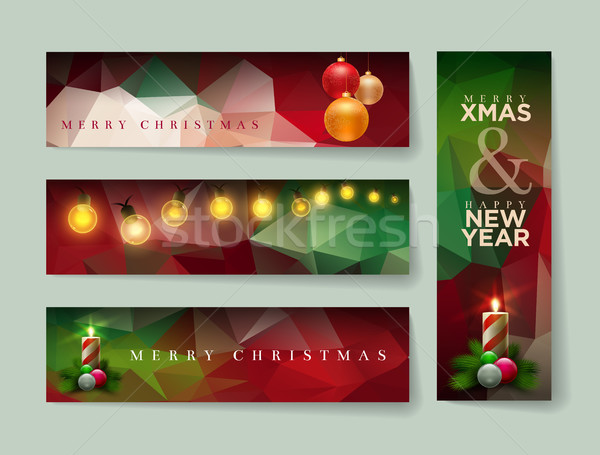 Polygon Christmas Banner Collection Stock photo © sgursozlu