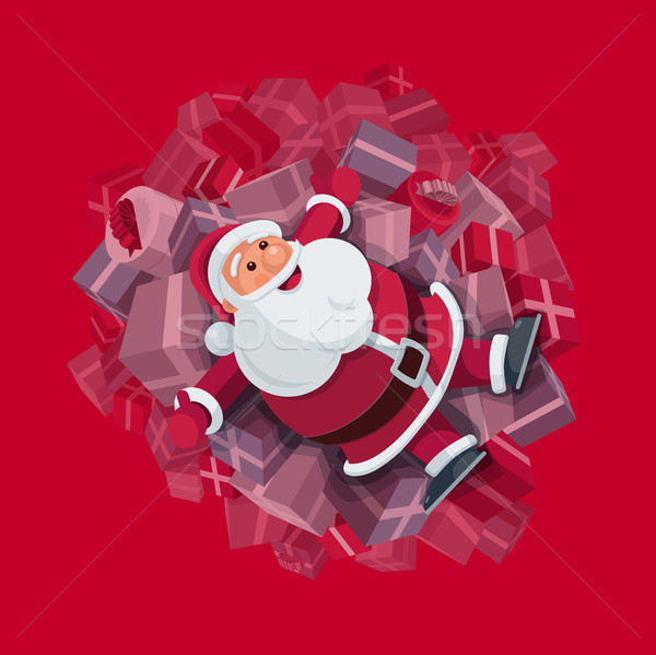 Santa Claus on gift boxes Stock photo © sgursozlu