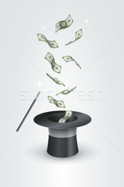 Mágikus kalap pénz repülés ki felső Stock fotó © sgursozlu