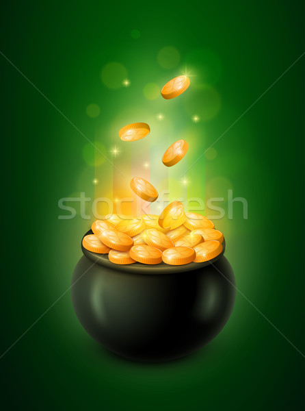 Imagine de stoc: Oală · aur · vector · ziua · Sf. · Patrick · simbol · element