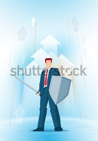 Negócio ilustração empresário espada escudo Foto stock © sgursozlu