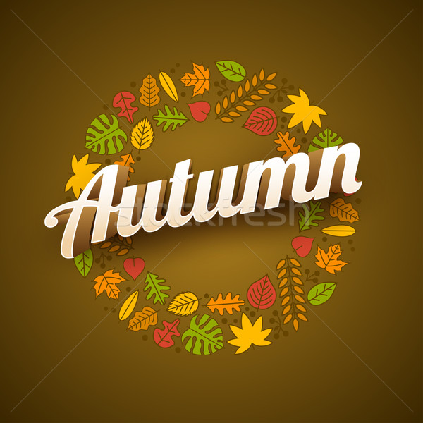 Line Autumn Leaf Frame Stock photo © sgursozlu