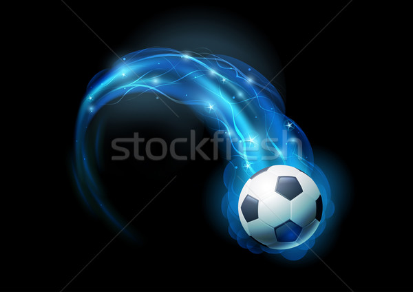 футбольным мячом синий пламя фары черный огня Сток-фото © sgursozlu