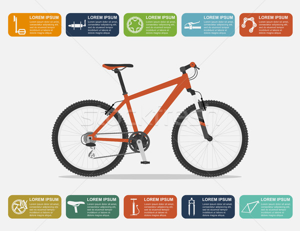 Bicikli infografika sablon hegyi kerékpár ikonok stílus Stock fotó © shai_halud
