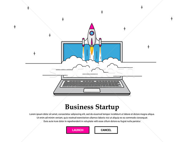 Działalności startup banner zdjęcie pływające rakietowe Zdjęcia stock © shai_halud