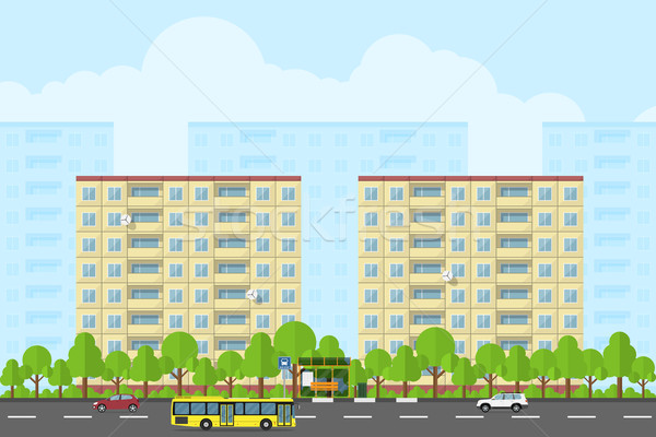 Városkép kép város tájkép panel házak Stock fotó © shai_halud