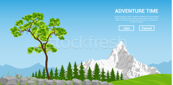 Landschaft Baum Berg Stil Banner Stock foto © shai_halud