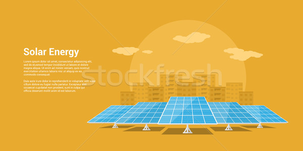 Solarenergie Bild solar Batterien Berge Stadt Stock foto © shai_halud