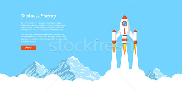 Działalności startup banner zdjęcie rakietowe pływające Zdjęcia stock © shai_halud