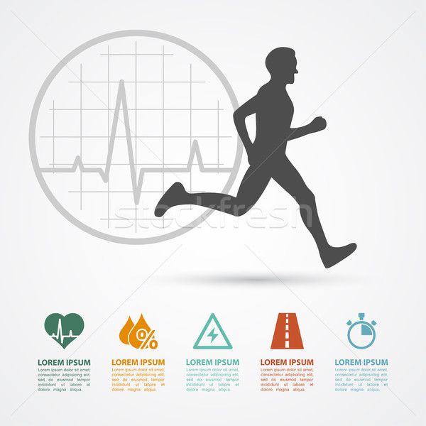 Fitnessz infografika sablon fut férfi sziluett Stock fotó © shai_halud