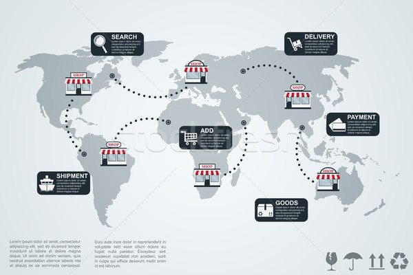 ストックフォト: インフォグラフィック · 画像 · テンプレート · 世界地図 · 店 · アイコン