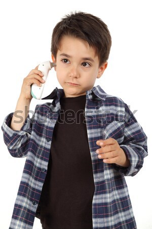 Mężczyzna dziecko gorączka sprawdzić elektronicznej termometr Zdjęcia stock © shamtor