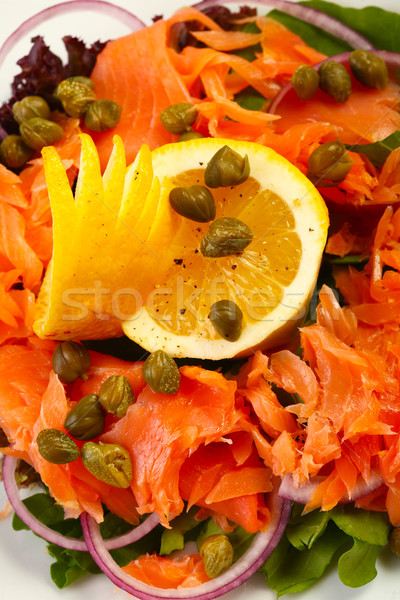 Foto stock: Salmão · salada · restaurante · delicioso · comida · peixe