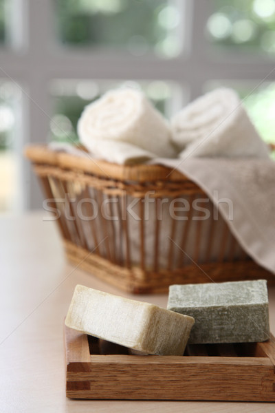 Soaps and natural basket Stock photo © shamtor