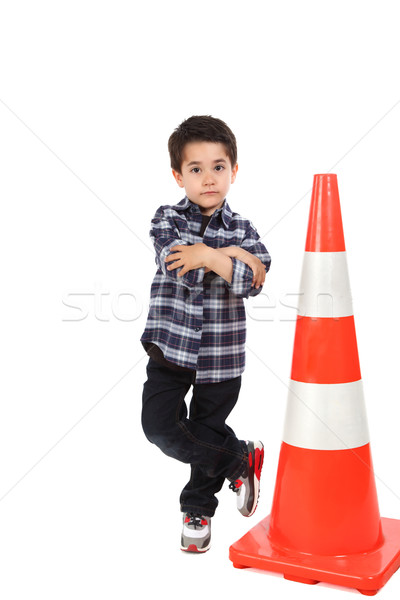 Young boy with cone road signal Stock photo © shamtor