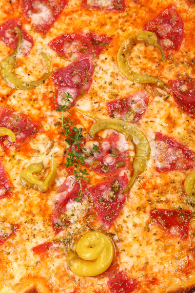 ピザ サラミ ペパロニ イタリア語 緑 レストラン ストックフォト © shamtor