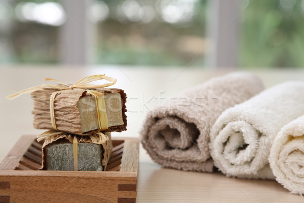 Bom toalhas naturalismo cores cesta turva Foto stock © shamtor