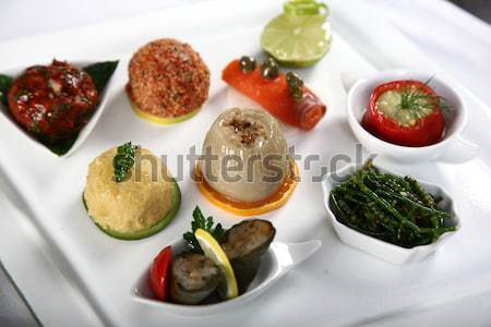 Foto stock: Aperitivo · vegetal · peixe · comida · laranja · restaurante